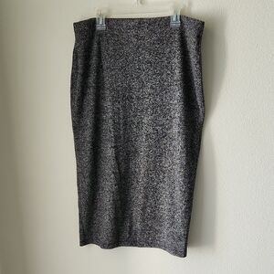 Old Navy Black and Gray Heathered Knit Pencil Skirt Sz M office capsule wardrobe